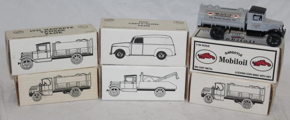 Group of 6 Ertl Collector Die-Cast Toy Truck Banks; Gulf & Mobil Oil Companies (1 of 5)