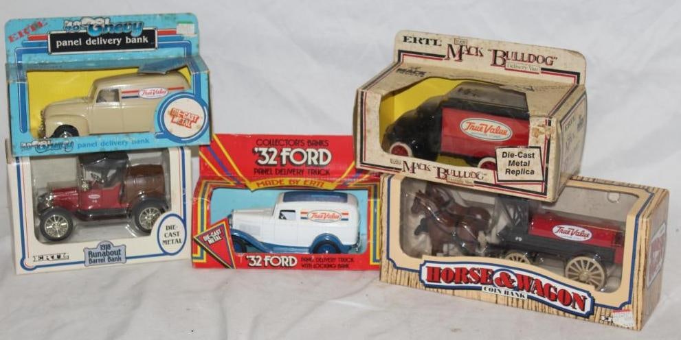 Group of 5 Ertl Collector Die-Cast Toy Truck Banks; True Value (1 of 5)