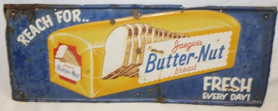 Butter-Nut Bread Embossed Metal Advertising Sign (1 of 5)