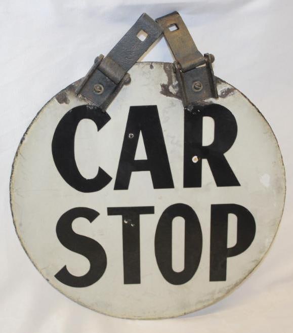 Railroad Car Stop Porcelain Advertising Sign (1 of 4)