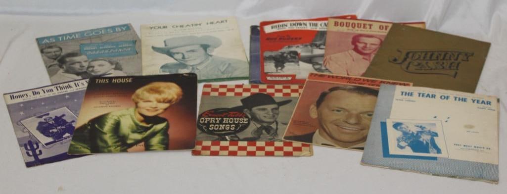 Group 13 of Early Advertising Sheet Music Song Books: Opry House, Casablanca, Hank Williams, Roy Rogers, Johnny Cash