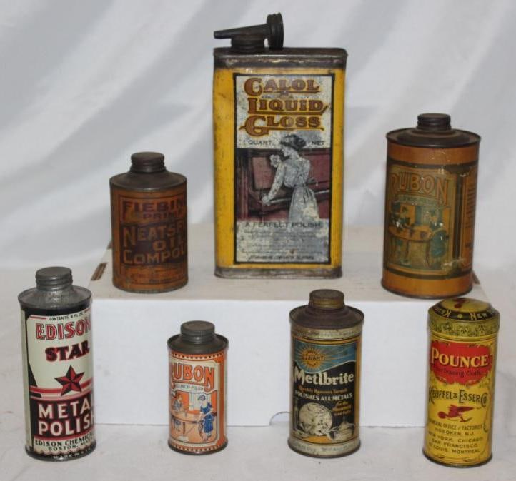 Group of 7 Household Advertising Polish Tins (1 of 2)