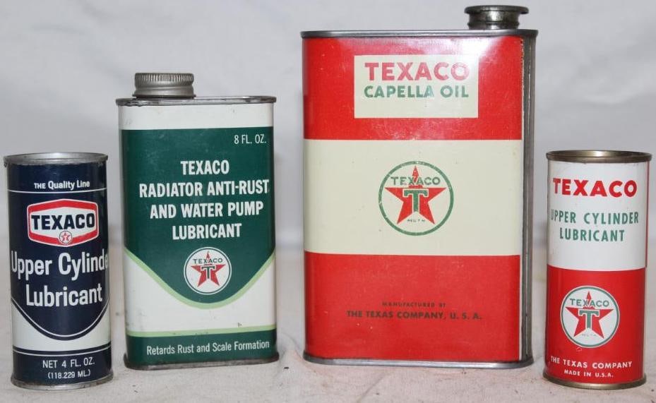 Group of 4 Texaco Oil and Radiator Lubricant Cans (1 of 2)