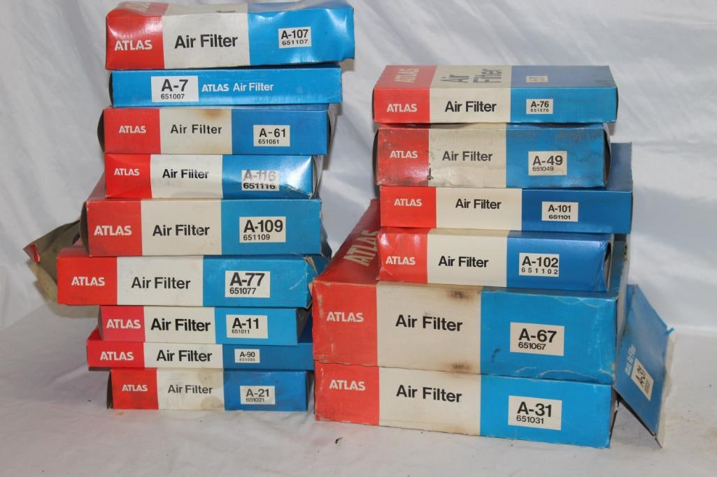 NOS Group of 15 Atlas Automotive Products; Air Filters (1 of 2)