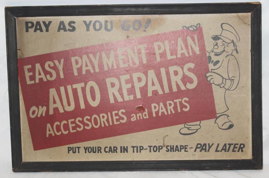 "Easy Payment Plan On Auto Repairs" Advertising Framed Display Sign (1 of 4)