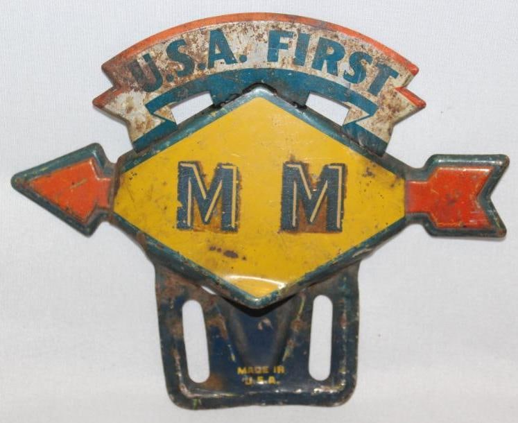 Sunoco WWII USA First Advertising License Plate Topper "MM" (1 of 2)