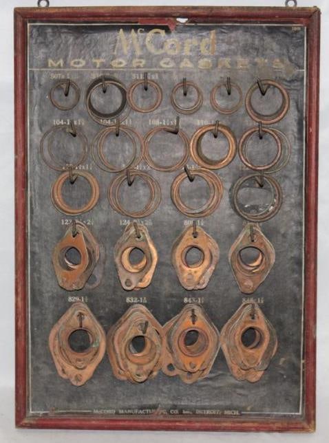 McCord Motor Gaskets Advertising Display Rack: 21" x 15" x 3". It includes gaskets.