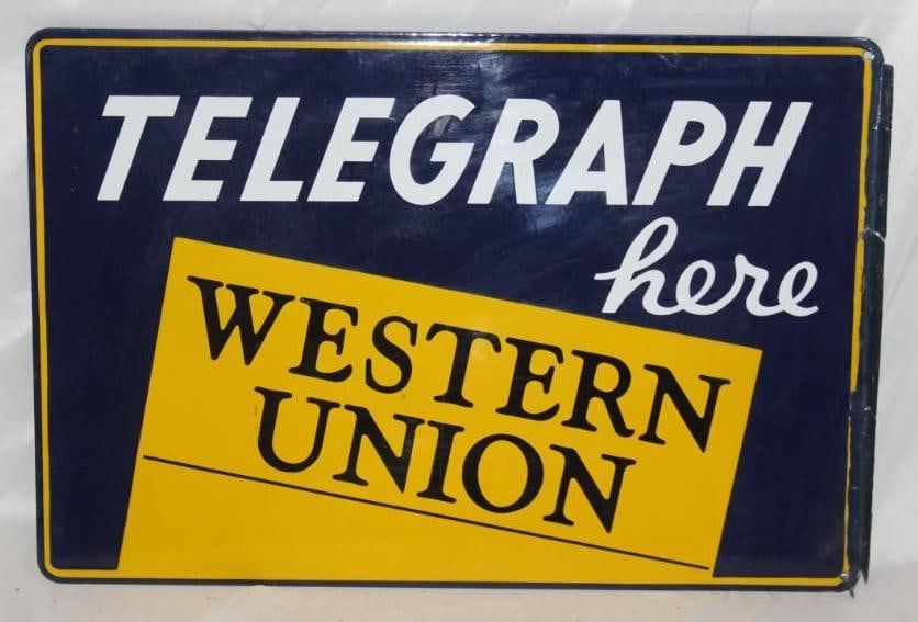 Western Union Telegraph Porcelain Flange Sign (1 of 4)