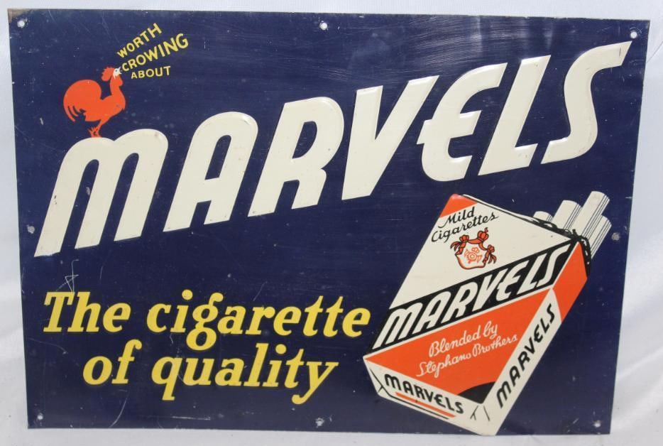 Marvels Cigarettes Advertising SST Embossed Sign (1 of 2)