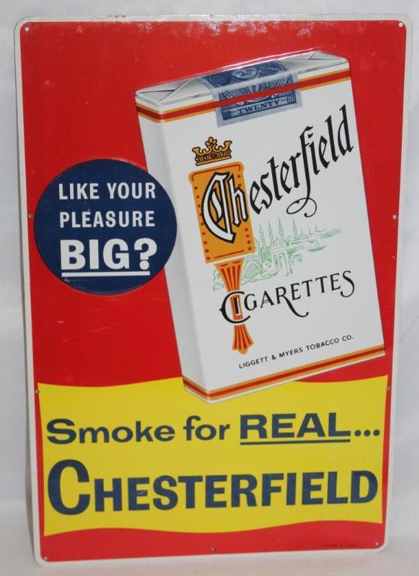 Chesterfield Cigarettes SST Embossed Advertising Sign (1 of 4)