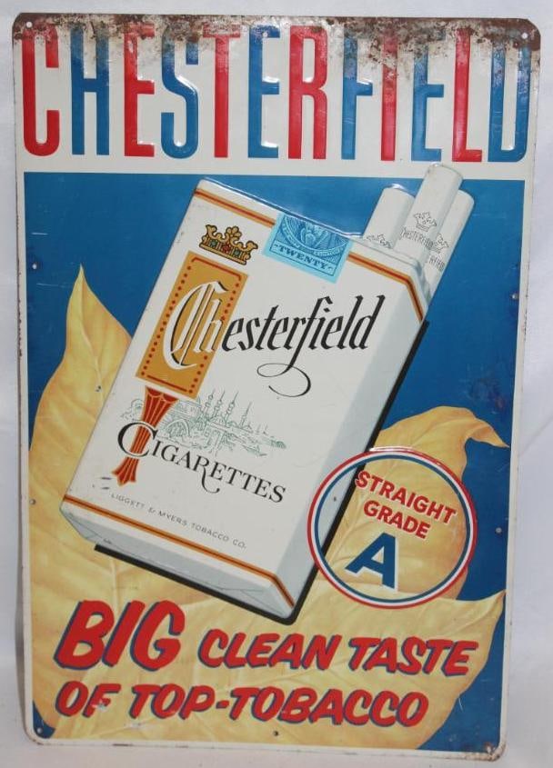 Chesterfield Cigarettes SST Embossed Advertising Sign (1 of 4)