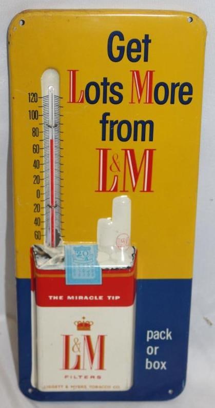 L & M Cigarettes Embossed Tobacco Advertising Thermometer (1 of 4)