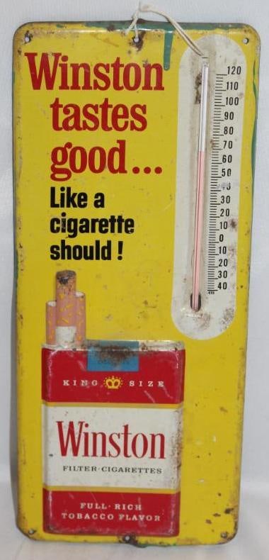 Winston Cigarettes Embossed Tobacco Advertising Thermometer (1 of 4)