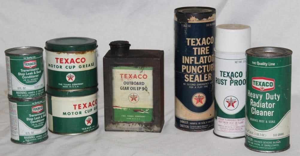 Group of 8 Texaco Oil Grease and Product Cans (1 of 2)
