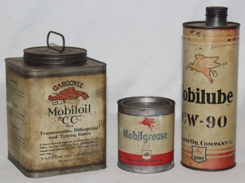 Group of 3 Mobil Gargoyle Oil and Grease Cans (1 of 2)