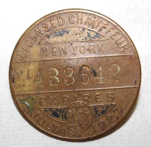 1927 New York Licensed Chauffer Badge (1 of 2)
