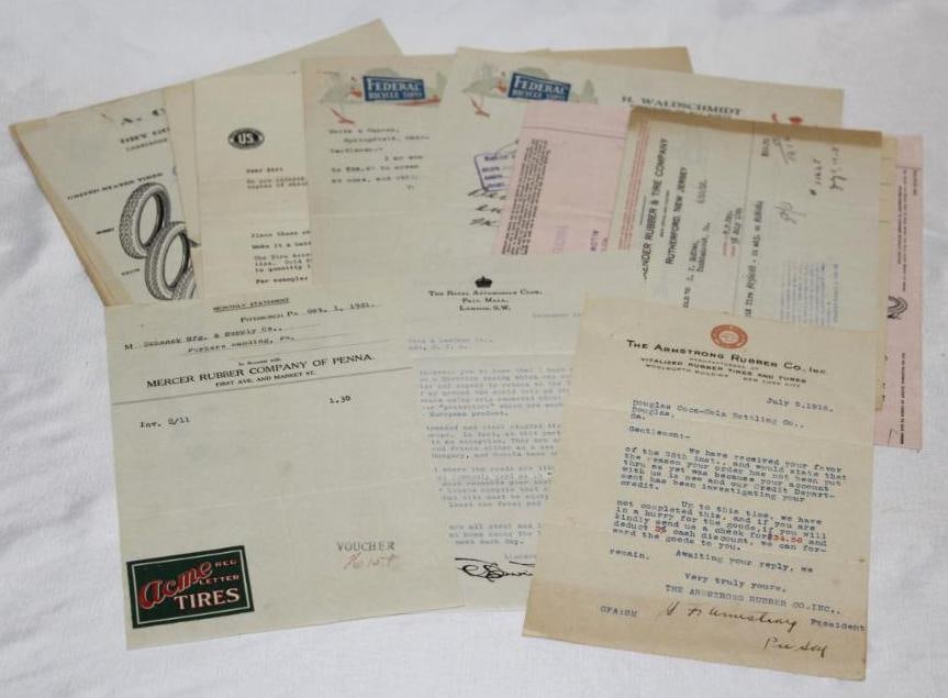 Group of 13 Tire Advertising Letterhead & Papers; Armstrong, Acme, Miller, Braender, US (1 of 4)