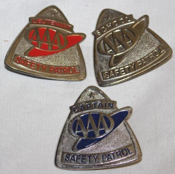 Group of 3 AAA School Safety Patrol Lieutenant Captain Pin Badges (1 of 2)