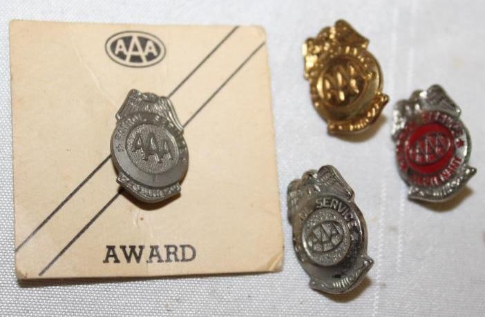 Group of 4 AAA School Safety Patrol Pin Badges (1 of 2)