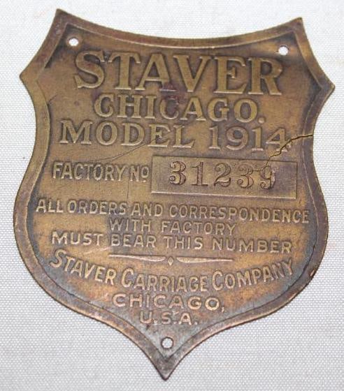 1914 Staver Brass Serial Data Tag Emblem (1 of 2)