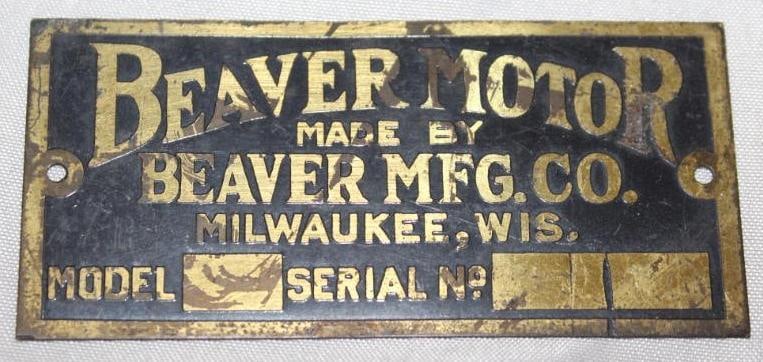 1910-1912 Beaver Motor Car Co Brass Serial Data Tag Emblem (1 of 2)