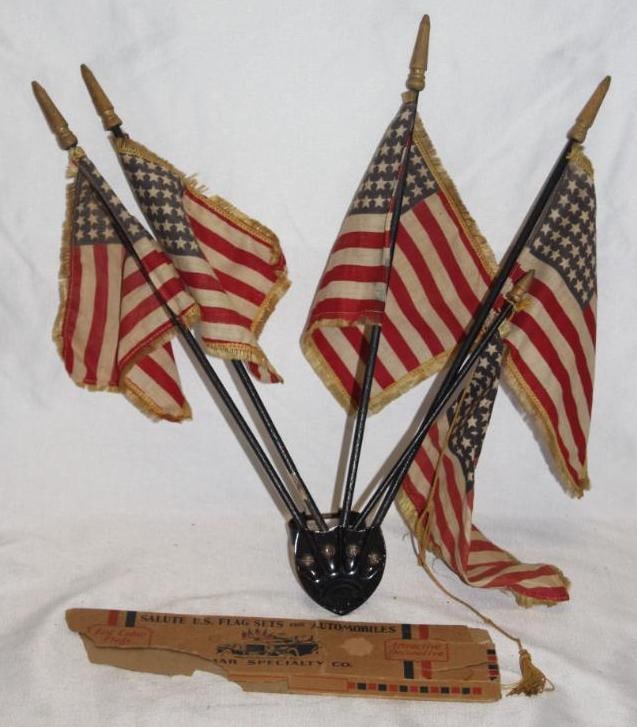 US Flag Set Radiator Hood Ornament Accessory (1 of 3)