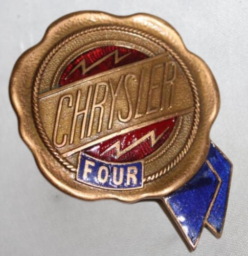 1925-1927 Chrysler 4 Radiator Emblem Badge: 2.5" x 2", Cloisonne