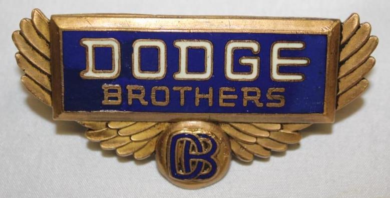 1929-1930 Dodge Brothers Commercial Radiator Emblem Badge: 3.5" x 1.75", Cloisonne, touched-up