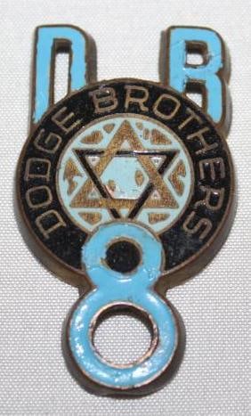 1930-1931 Dodge Brothers 8 Radiator Emblem Badge: 1" x 2", Cloisonne, has touch-ups
