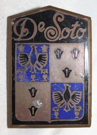 1928-1930 Desoto Plymouth Radiator Emblem Badge: 1" x 1.5", Cloisonne