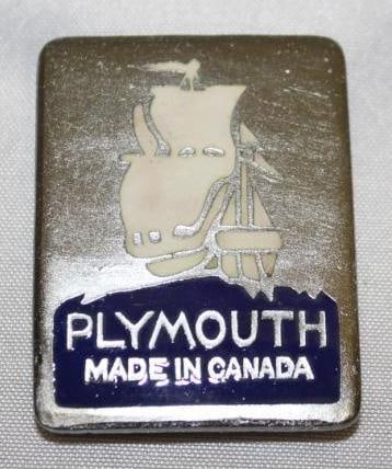 1929 Chrysler Plymouth Model U Radiator Emblem Badge: 1.25" x 1.75", Cloisonne