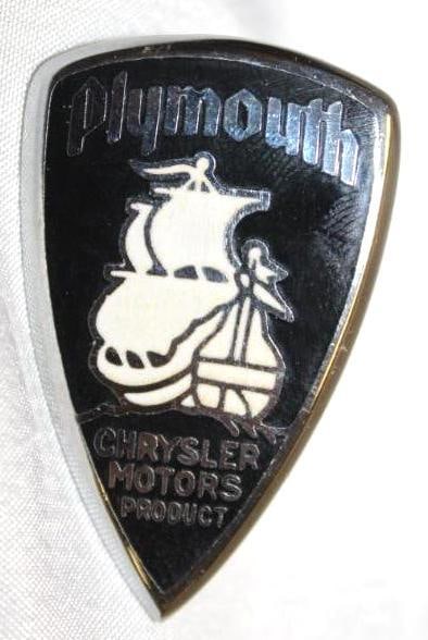 1931-1937 Chrysler Plymouth Radiator Emblem Badge: 1.25" x 2", Cloisonne