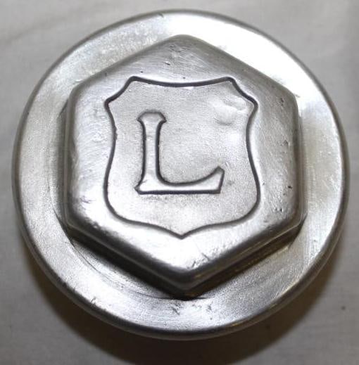 1920's "L" Threaded Hubcap: 3" x 1.75"