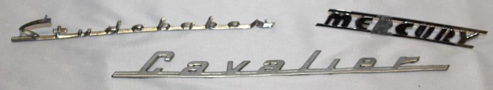 Group of 3 1940's-1950's Studebaker, Mercury, American Motors Radiator Emblem Scripts (1 of 5)