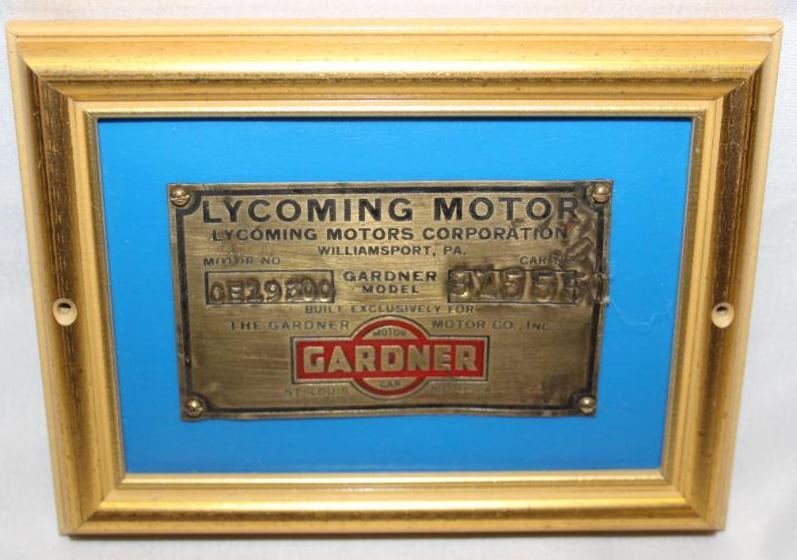 1920's Gardener Lycoming Serial Data Tag Emblem (1 of 2)