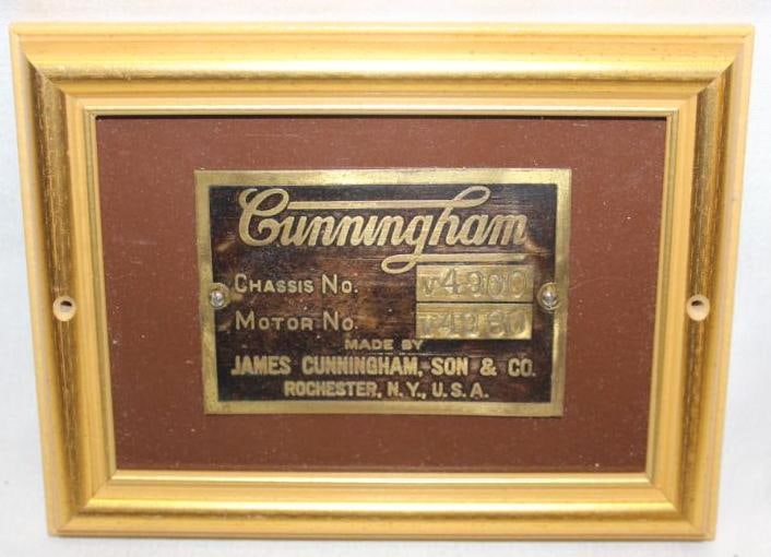 1920's Cunningham Motor Car Co Serial Data Tag Emblem (1 of 2)