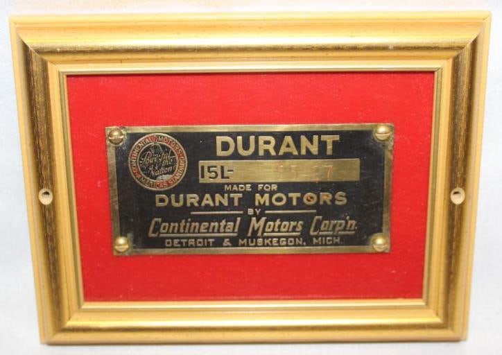 1920's Durant Serial Data Tag Emblem (1 of 2)