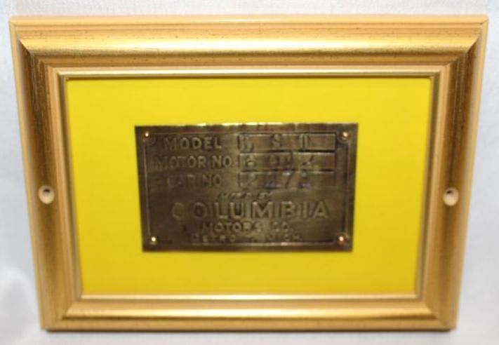 1916-1924 Columbia Motors Serial Data Tag Emblem (1 of 2)