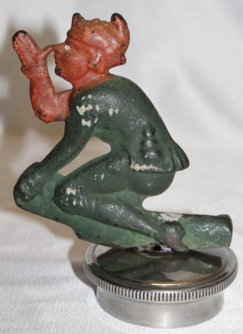 Devil Thumbing it's Nose Radiator Mascot Hood Ornament (1 of 4)