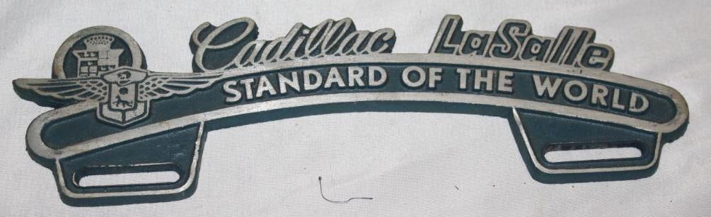 Cadillac LaSalle "Standard of the World" Advertising License Plate Topper (1 of 2)