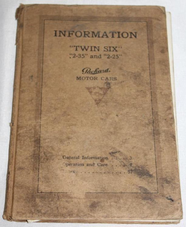 1916-1918 Packard Twin Six Owner's Manual Information Book (1 of 7)