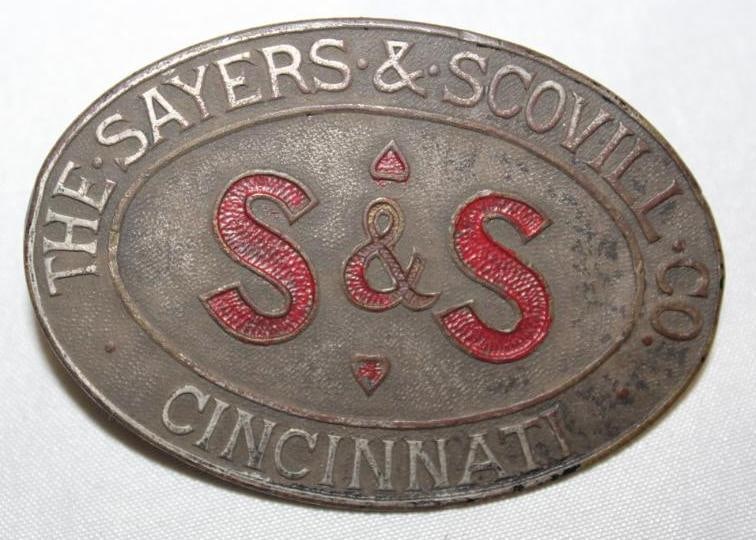 1927-1930 Sayers Scovill Radiator Emblem Badge: 2.5" x 1.75", Cloisonne
