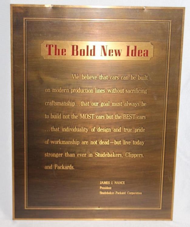 1954-1956 Studebaker Packard "The New Bold Idea" Award Plaque (1 of 4)