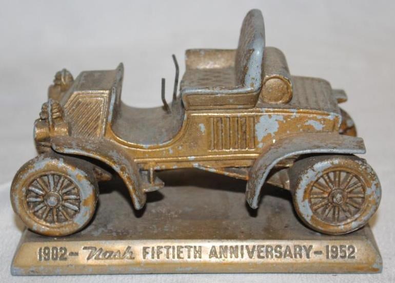 1952 Nash 50th Anniversary Figural Paperweight 1902 Rambler: 6.25" x 3.5" x 4"