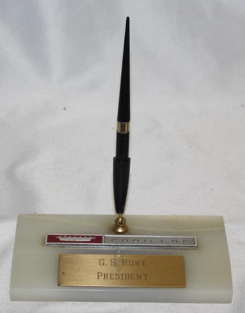 1960's Cadillac Marble Desk Set G.S.Ruby President (1 of 4)