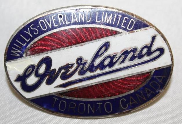 1919-1926 Willys-Overland Canada Radiator Emblem Badge: 2" x 1.25", Cloisonne