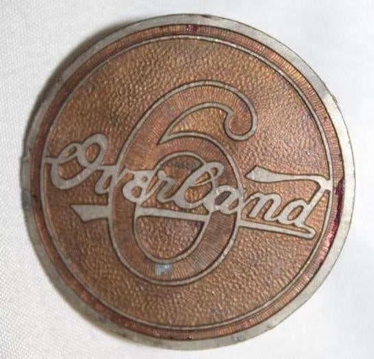1925-1926 Willys-Overland 6 Radiator Emblem Badge: 1.5" Diameter