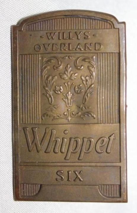 1929-1930 Willys-Overland Whippet 6 Radiator Emblem Badge: 1.25" x 2.25"