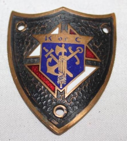 K of C Radiator Mascot Monogram Shield: 2" x 1.75", cloisonne