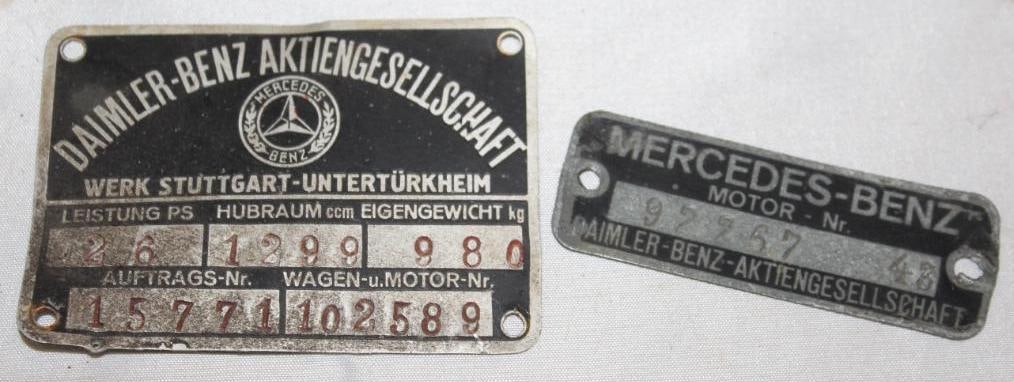 Group of 2 Mercedes Benz Diamler Serial Data Tags (1 of 2)